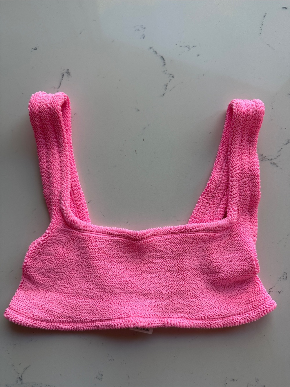 Hunza G Hot Pink Crinkle Bikini Top One Size